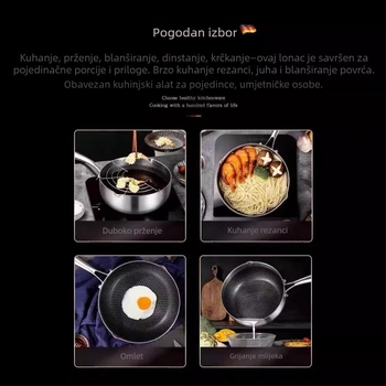 Prekogranični lonac za juhu od nehrđajućeg čelika s uzorkom saća, lonac Yukihira, japanski lonac za mlijeko, lonac s neprianjajućim dnom, lonac za dodatke prehrani za kuhanje na pari i prženje, lonac za prženje