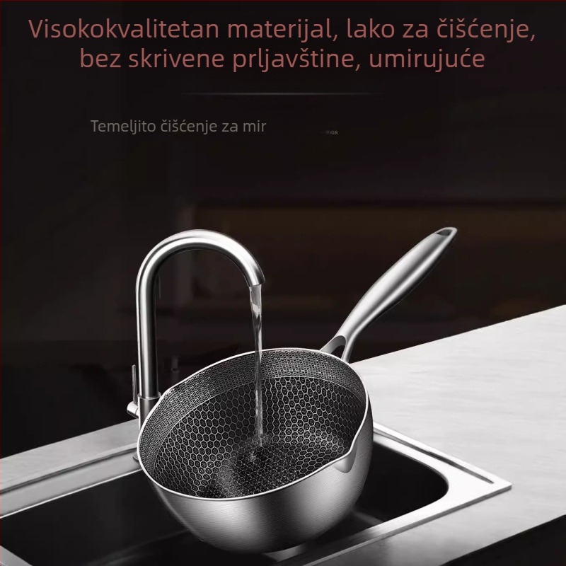 Prekogranični lonac za juhu od nehrđajućeg čelika s uzorkom saća, lonac Yukihira, japanski lonac za mlijeko, lonac s neprianjajućim dnom, lonac za dodatke prehrani za kuhanje na pari i prženje, lonac za prženje