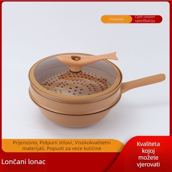 Novi višenamjenski glineni lonac s parnim loncem, wok s ravnim dnom, neobloženi zdravstveni lonac, lonac za kuhanje na pari i sve u jednom, poklon