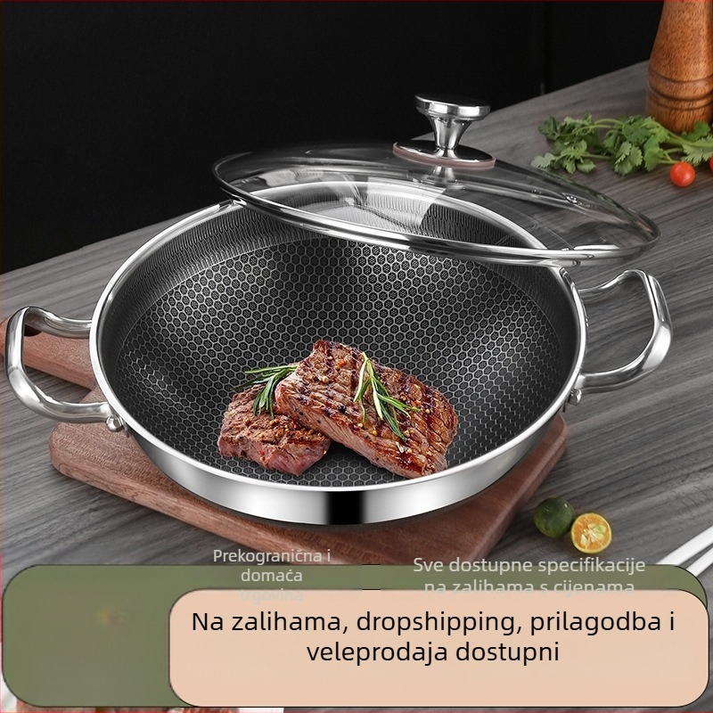 Dvostrani wok za prženje sa saćem, poseban debeli nehrđajući čelik, neprianjajući lonac za juhu, univerzalna tava, prekogranična veleprodaja, poklon lonac