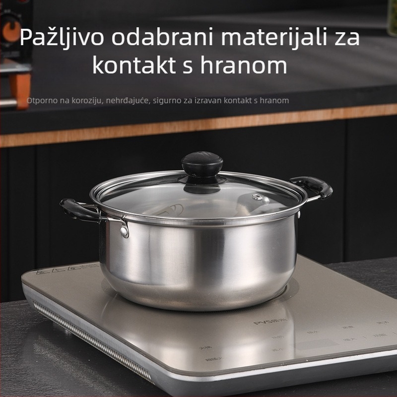 Prekogranični set posuđa od nehrđajućeg čelika od 6 dijelova, izvozni set, lonac s ručkom, lonac s ručkom za pečenje, lonac za juhu, poklon set 16-20 cm