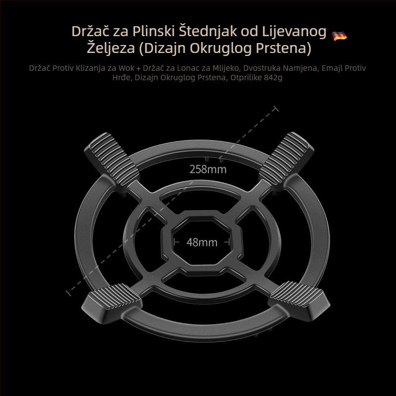 Stalak za plinski štednjak, nosač za plinski štednjak, kuhinjski štednjak, neklizajući držač za lonce, mali lonac, nosač za lonac za mlijeko, univerzalni stalak za štednjak