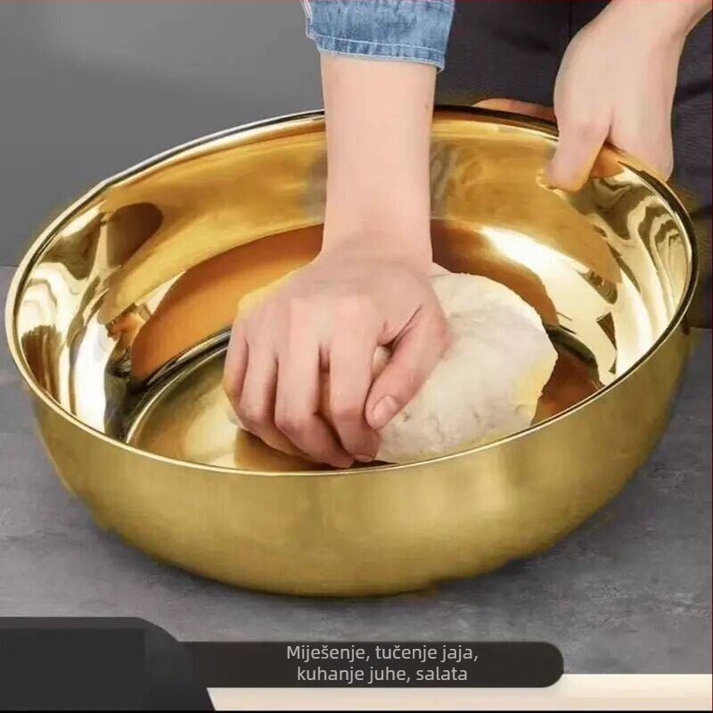 Umivaonik od nehrđajućeg čelika s ogledalom, zadebljani kućanski umivaonik za jaja, umivaonik za kuhanje miješanog povrća, umivaonik za pranje povrća u kuhinji, umivaonik za pečenje i umivaonik s neprianjajućim slojem