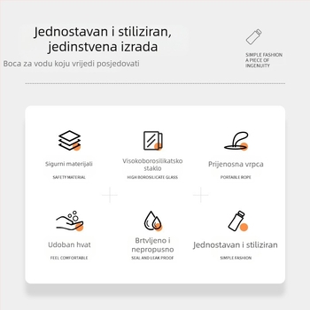 Visoko borosilikatna bambusova poklopca s trakom za staklo, sportska boca za vodu, jednoslojna staklena prijenosna kreativna čaša za hendikep, cilindrična čaša za vodu