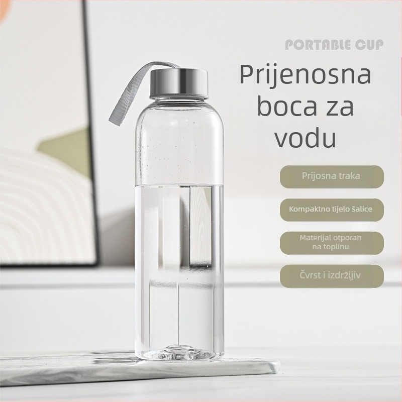 Visoko borosilikatna bambusova poklopca s trakom za staklo, sportska boca za vodu, jednoslojna staklena prijenosna kreativna čaša za hendikep, cilindrična čaša za vodu