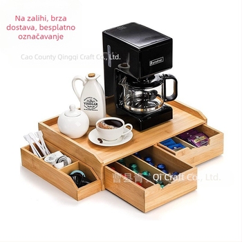 Kutija za pohranu vrećica čaja od bambusa i drveta s ladicom, izvlačna kutija za kapsule kave od bambusa i drveta