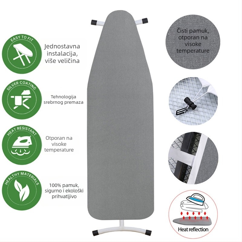 Proizvođački pribor Navlaka za dasku za glačanje s posrebrenim premazom, Navlaka za dasku za glačanje otporna na prašinu, Navlaka za dasku za glačanje otporna na visoke temperature, Veleprodaja po mjeri