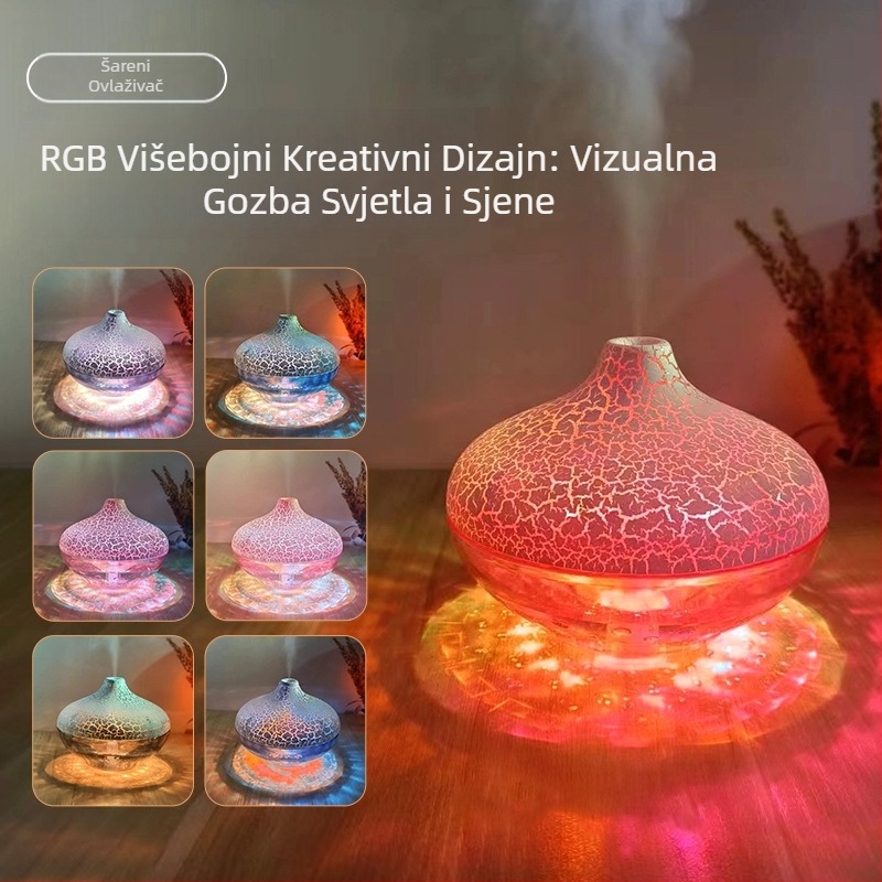 Novi stolni kristalni ovlaživač zraka s pukotinom, šarena atmosfera, svjetlosni šator, kućni tihi sprej, prekogranični vrući model