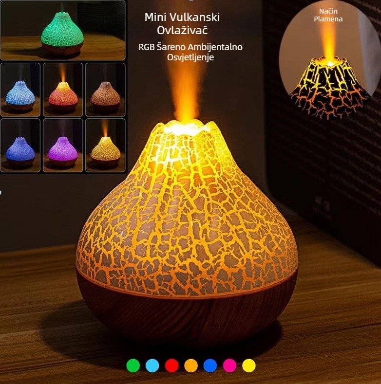 Rift LED noćno svjetlo mali vulkan stolni ovlaživač zraka magla šarena atmosfera svjetlo plamen ovlaživač zraka