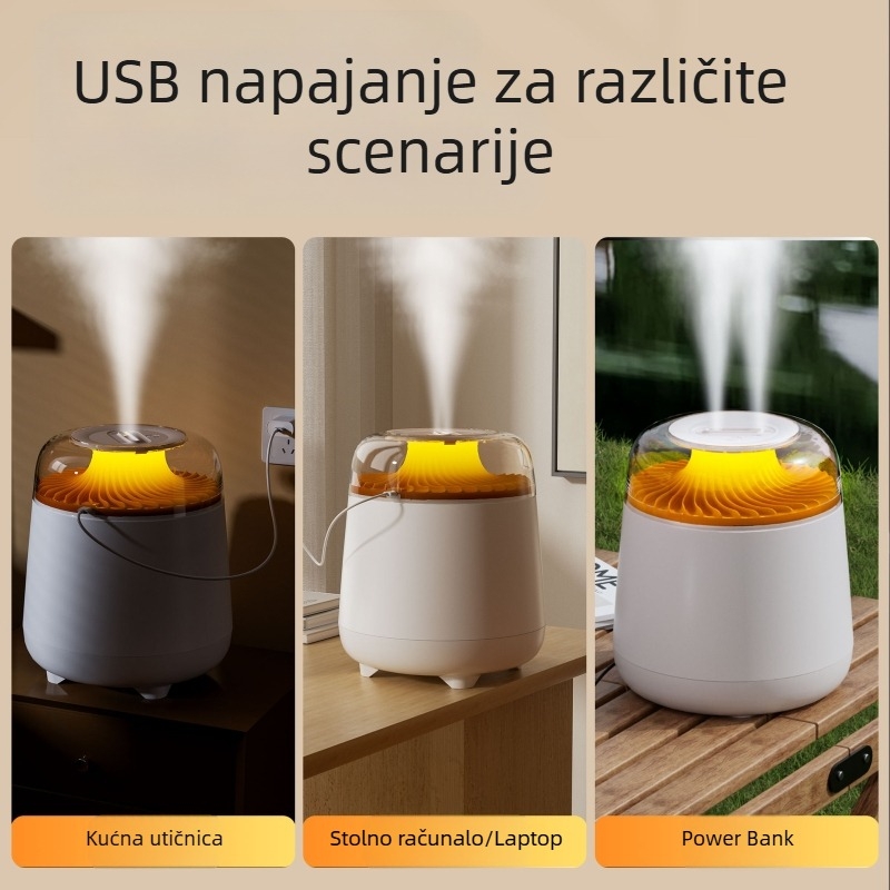 Simulacija ovlaživača zraka, vulkan, šarena atmosferska lampa 2,5 l, veliki kapacitet, veliki raspršivač s dvostrukim raspršivačem, kućni ovlaživač zraka