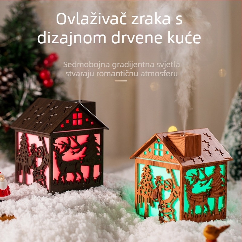 Novi božićni element ovlaživač zraka, božićno drvce Djeda Mraza, božićna kabina, mekano i briljantno šareno svjetlo, ovlaživač zraka