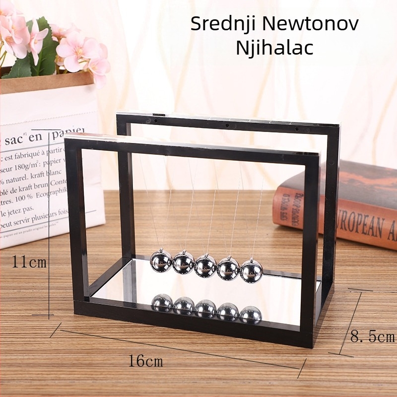 Kreativni ukrasi Stakleno ogledalo Newtonovo njihalo Biljarska kugla Fizika Zakon Udar Balansna lopta Dan učitelja Poklon za učenike