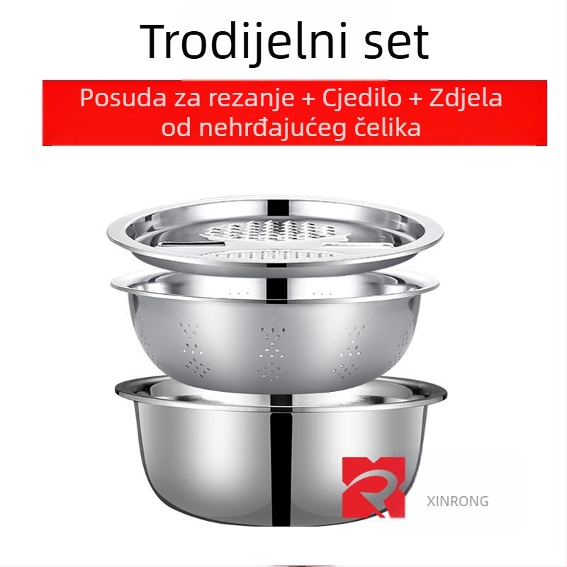 Nehrđajući čelik, višenamjenska košara za cijeđenje, kućanstvo, kuhinja, pranje povrća, riža, kriška, rezanje, artefakt pranja riže, curenje, bazen