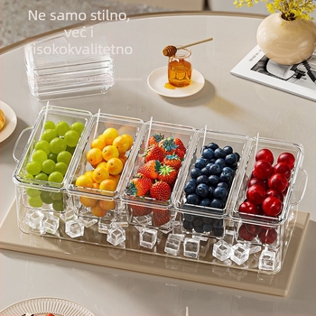 Prekogranična kutija za voćnu salatu s vilicom, prijenosna kutija za svježinu, pretinac za piknik, kutija za zamrzavanje u kućanskom hladnjaku