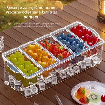 Prekogranična kutija za voćnu salatu s vilicom, prijenosna kutija za svježinu, pretinac za piknik, kutija za zamrzavanje u kućanskom hladnjaku
