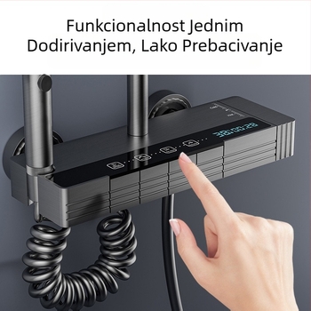 Novi tuš za kupaonicu s tušem s kišom, višenamjenski prekidač s gumbom za raspršivanje, ambijentalno svjetlo, potpuni set s digitalnim zaslonom za tuširanje