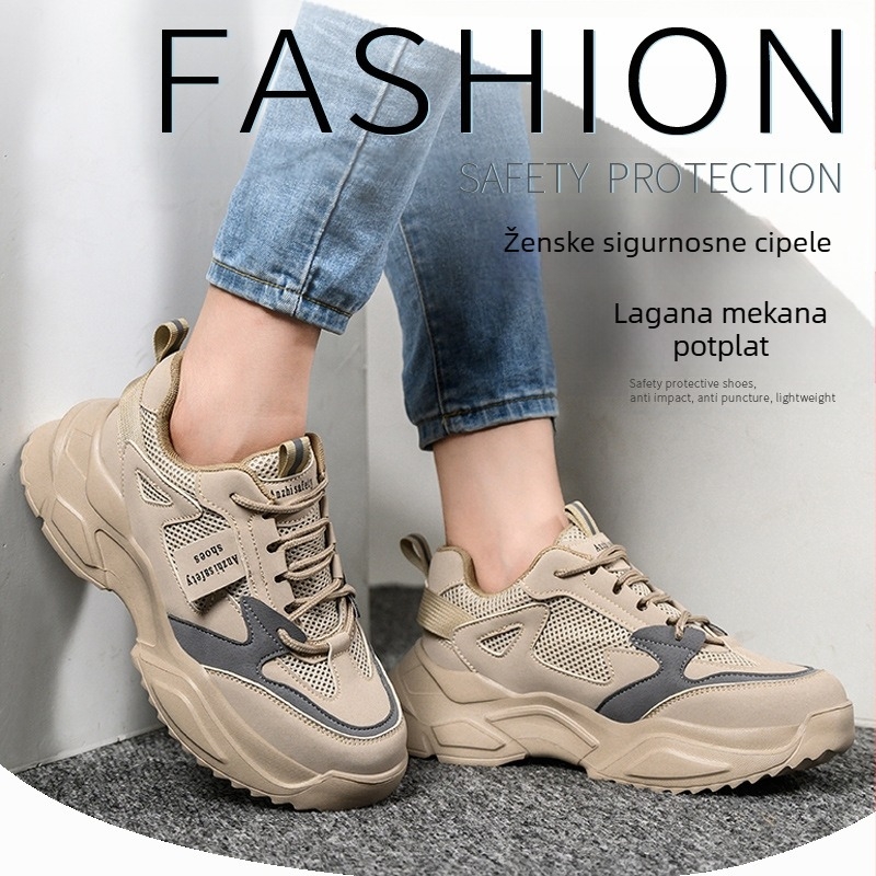 Prekogranična veleprodaja ženskih cipela za zaštitu na radu, laganih, modnih, nezgrapnih, sigurnosnih cipela, otpornih na udarce, protiv piercinga, male veličine, crne platforme