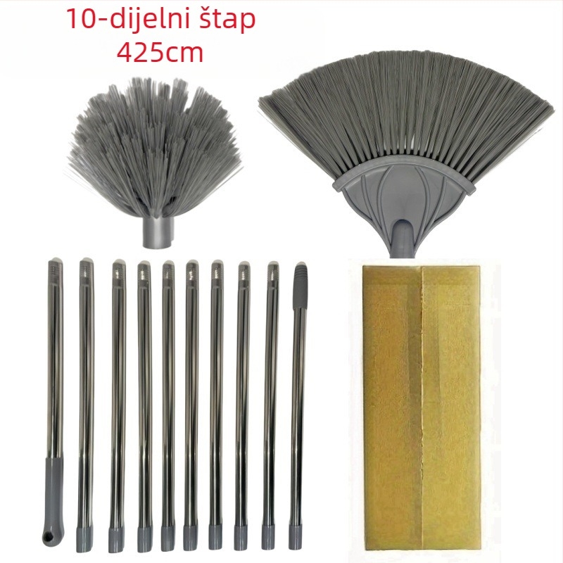 Cross-Border 425 cm ekstra duga metla za uklanjanje prašine, 2 zamjenske glave za čišćenje stropa i zidova, podesiva duljina