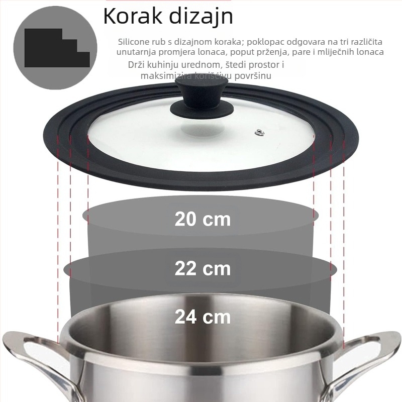 Proizvođač veleprodaje toplinski otporne višenamjenske 32 cm eksplozijsko otporne kaljene staklene silikonske posude s poklopcem za kućanstvo na pari