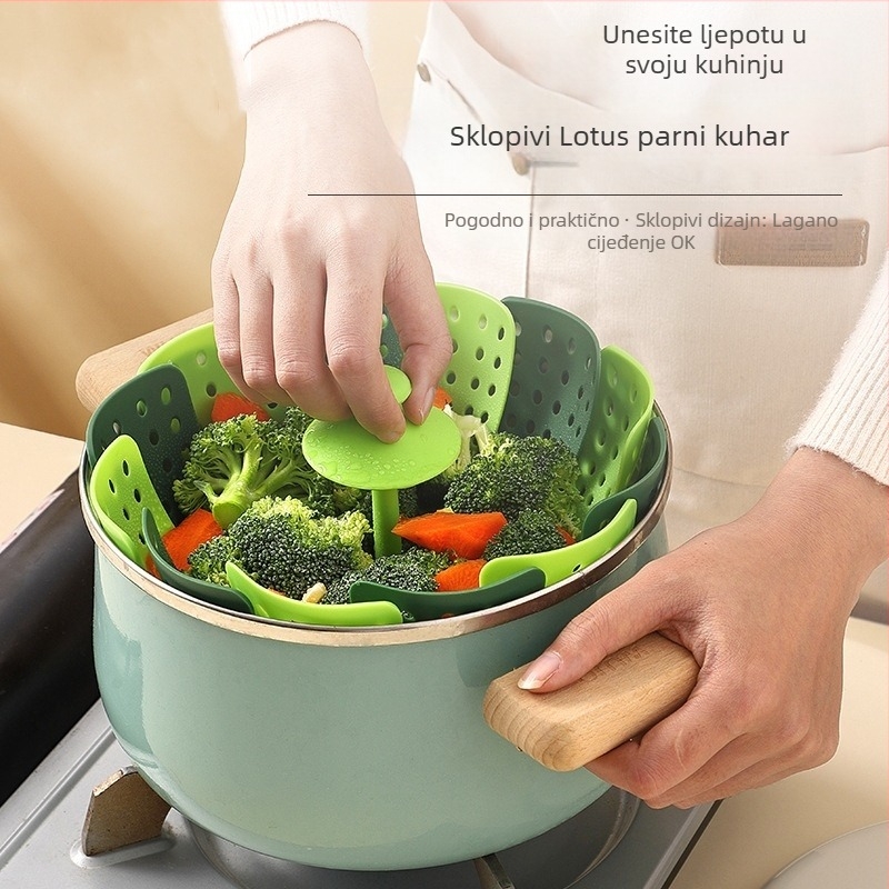 Višenamjenski sklopivi Lotus parni pećnik na pari, teleskopski plastični bazen za voće, sklopiva košara, košara za voće, filter za vodu, odvodni bazen