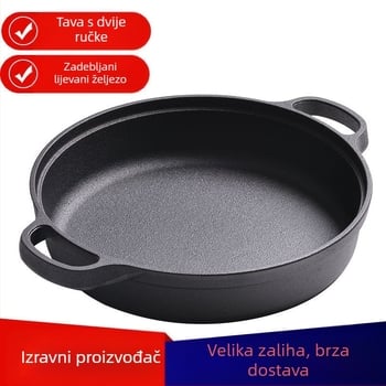 Tava od sirovog željeza, zadebljana tava od lijevanog željeza, željezna tava, posebna plinska ploča za indukcijsko kuhalo, prikladna za staromodne kućanske tave s neprianjajućim dnom