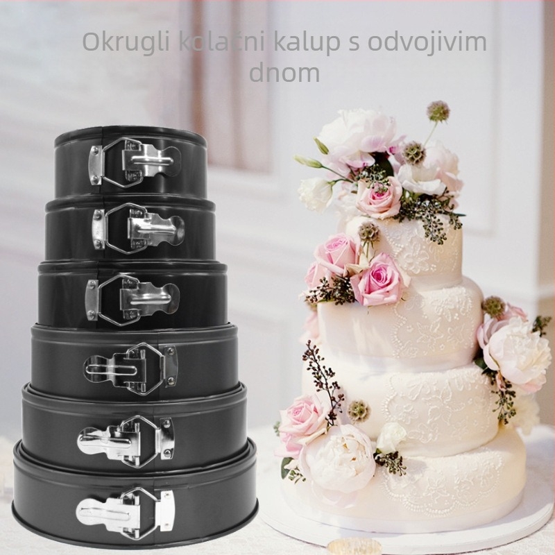 Neljepljiva okrugla kopča s živim dnom, kalup za zaključavanje, kopča za torte, kalup za mousu od saća, eksplozija ugljičnog čelika, alat za pečenje