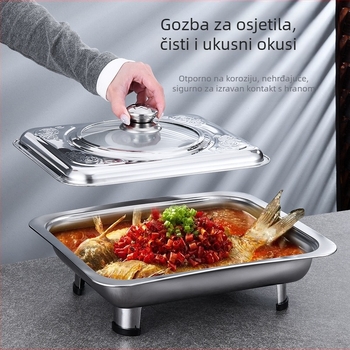 Štednjak od nehrđajućeg čelika s četiri noge, bife, kvadratni štednjak, štednjak za roštilj, riba, vizualno staklo, tvorničke odvojive kombinirane noge