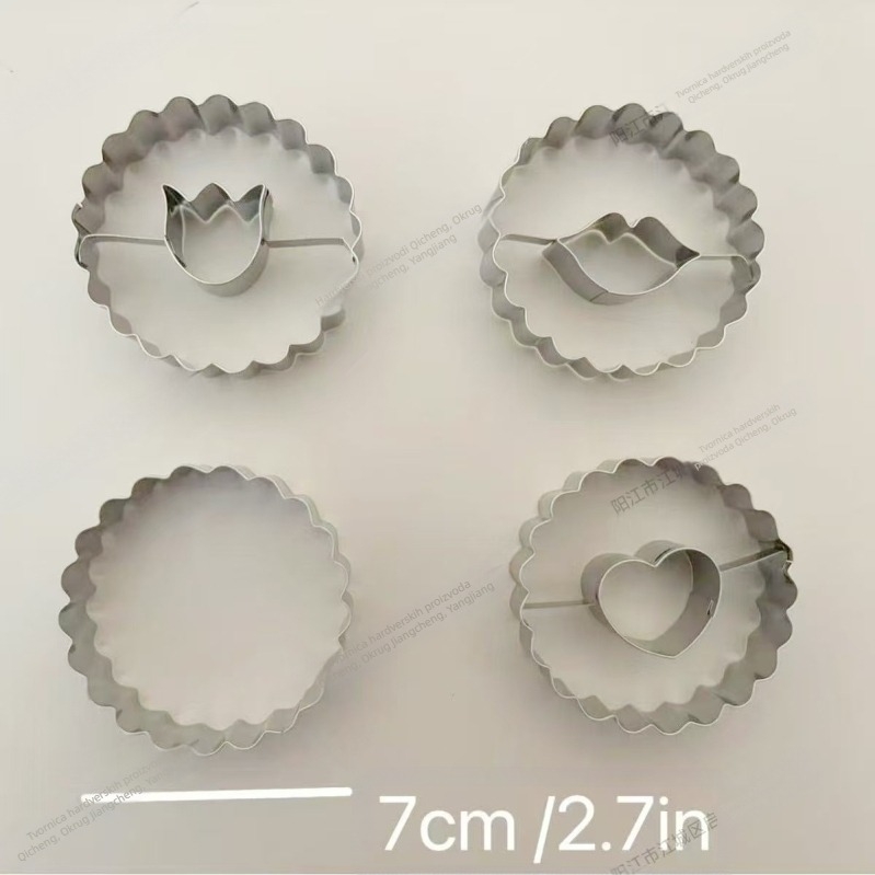 Kalup za božićne kolačiće od nehrđajućeg čelika u obliku srca, valoviti okrugli, kalup za kolačiće s fondanom i džemom za Valentinovo