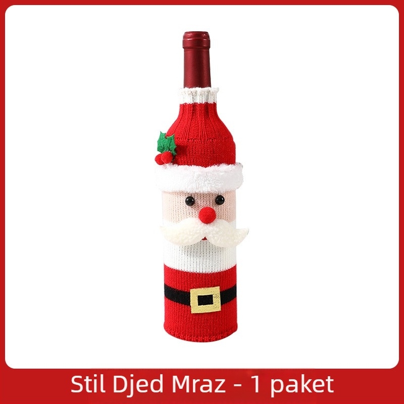 Prekogranični set boca vina za Novu godinu, šampanjac, crno vino, kreativni set vina, hotelski stol, restoran, blagdanski ukrasni pribor
