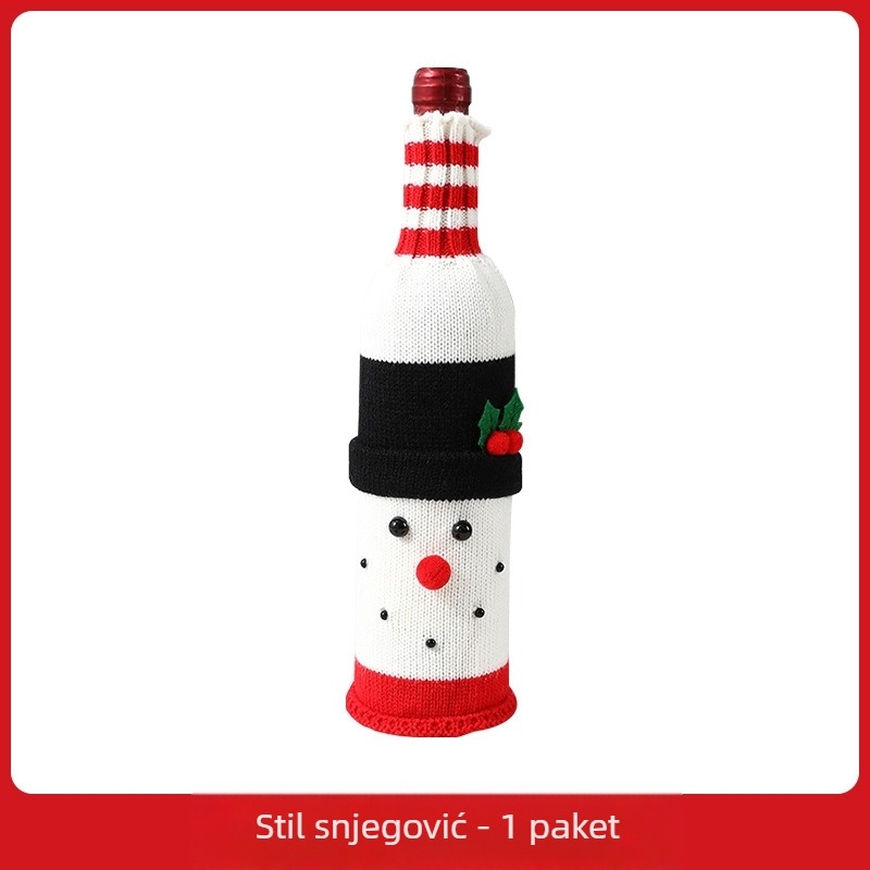 Prekogranični set boca vina za Novu godinu, šampanjac, crno vino, kreativni set vina, hotelski stol, restoran, blagdanski ukrasni pribor