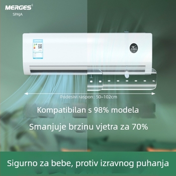 Prozirni deflektor vjetra za klima uređaj, uvlačivi zidni štitnik za vjetar klima uređaja, bez ugradnje, sprječava izravno puhanje zraka, deflektor vjetra za klima uređaj