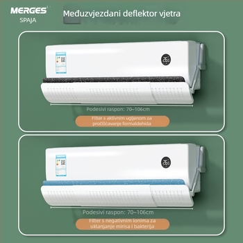 Prozirni deflektor vjetra za klima uređaj, uvlačivi zidni štitnik za vjetar klima uređaja, bez ugradnje, sprječava izravno puhanje zraka, deflektor vjetra za klima uređaj