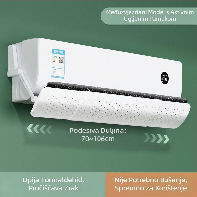 Prozirni deflektor vjetra za klima uređaj, uvlačivi zidni štitnik za vjetar klima uređaja, bez ugradnje, sprječava izravno puhanje zraka, deflektor vjetra za klima uređaj
