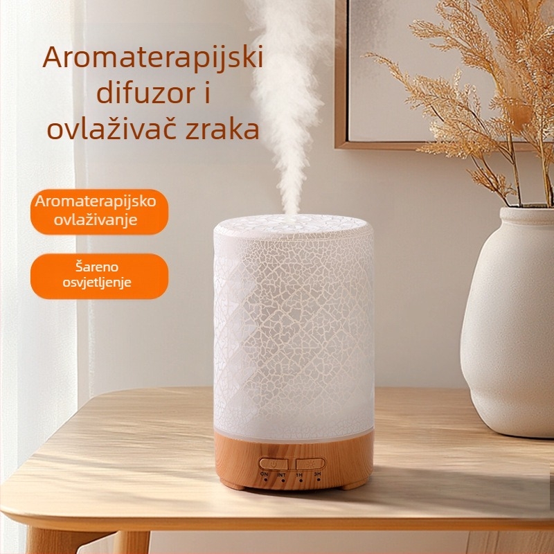 Šareni ultrazvučni ovlaživač zraka s pukotinom od drva, stolni USB, kućanski, velikog kapaciteta, spavaća soba, mala stolna lampa, stroj za aromaterapiju