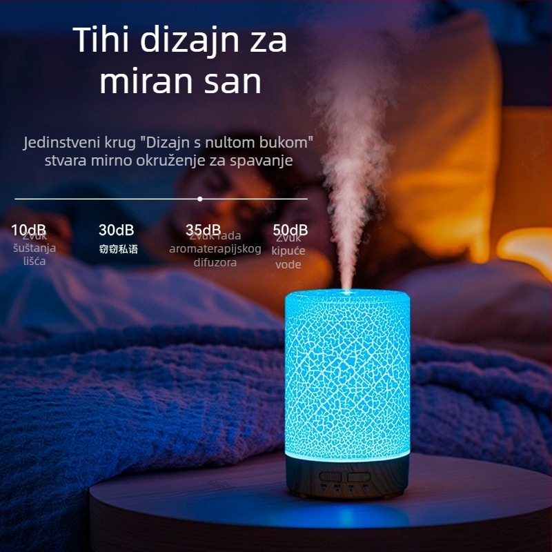 Šareni ultrazvučni ovlaživač zraka s pukotinom od drva, stolni USB, kućanski, velikog kapaciteta, spavaća soba, mala stolna lampa, stroj za aromaterapiju