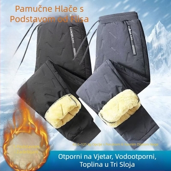 Muške pamučne hlače s flis podstavom, veće veličine, široke, od janjećeg baršuna, zadebljane, sportske, ležerne, otporne na vjetar