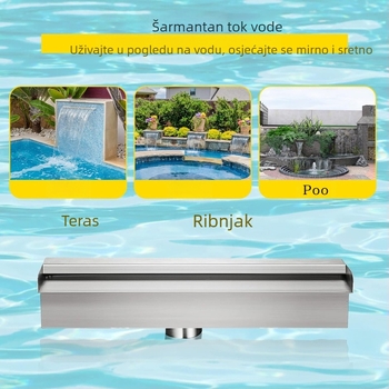 Fontana za bazen od nehrđajućeg čelika, vodopad za bazen, preljev s priključkom za cijevi, pravokutni vrtni vanjski, direktna opskrba tvornicom