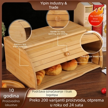 Kutija za pohranu kruha od bambusa, višenamjenska kutija za pohranu u kuhinji i pečenju, stolna organizacija, uredska kutija za pohranu s poklopcem