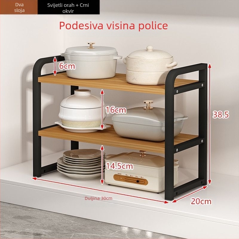 Podesiva visina kuhinjskog pulta, slojeviti stalak za pohranu na radnoj površini, ... pregradni ormarić, stalak za tanjure za začine, stalak za lonce