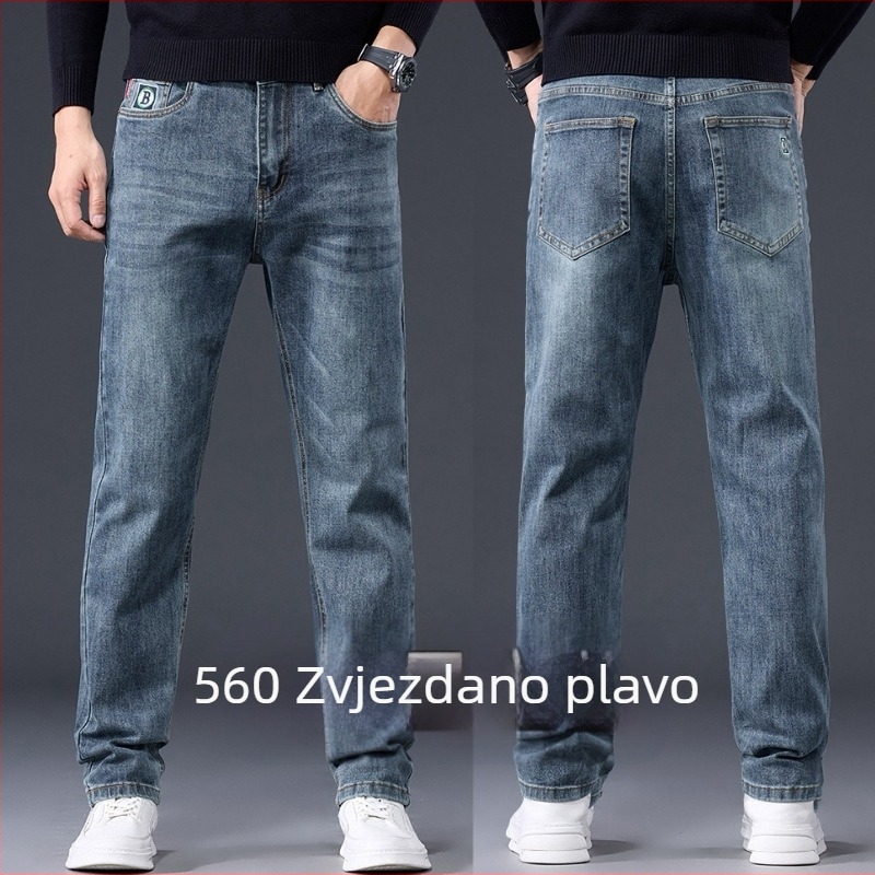 Muške traperice za jesen 2025., uske ravne muške hlače, trendi brend, rastezljive traperice Guangzhou Xintang Casual