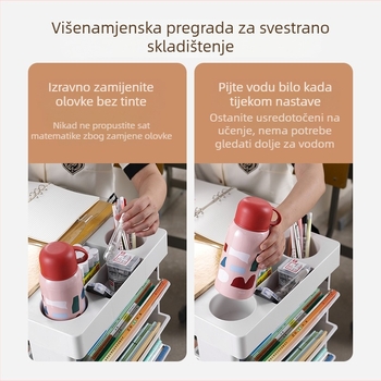 Polica za knjige, pokretni radni stol za učionicu, bočni stalak za časopise, kolica za knjige, skladištenje i uređenje studentskog doma