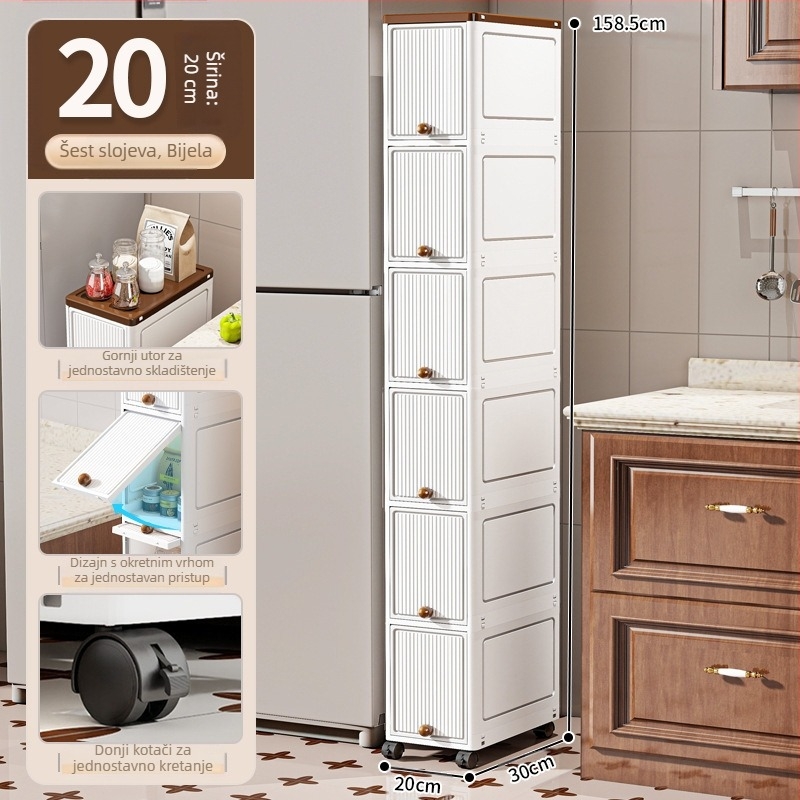 20 cm uski ormarić za pohranu s ladicama, kuhinjski ormarić s više slojeva, kupaonski uski ormarić za pohranu
