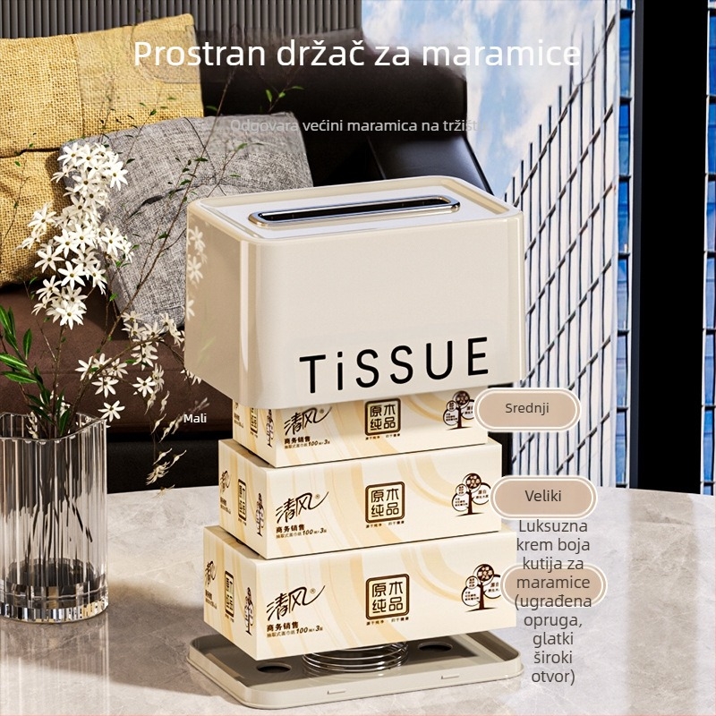 Ins Style proljetna kutija za maramice za dnevni boravak/spavaću sobu, ojačana zadebljana kutija za maramice protiv pada, lagana luksuzna jednostavna kutija za papir za vađenje