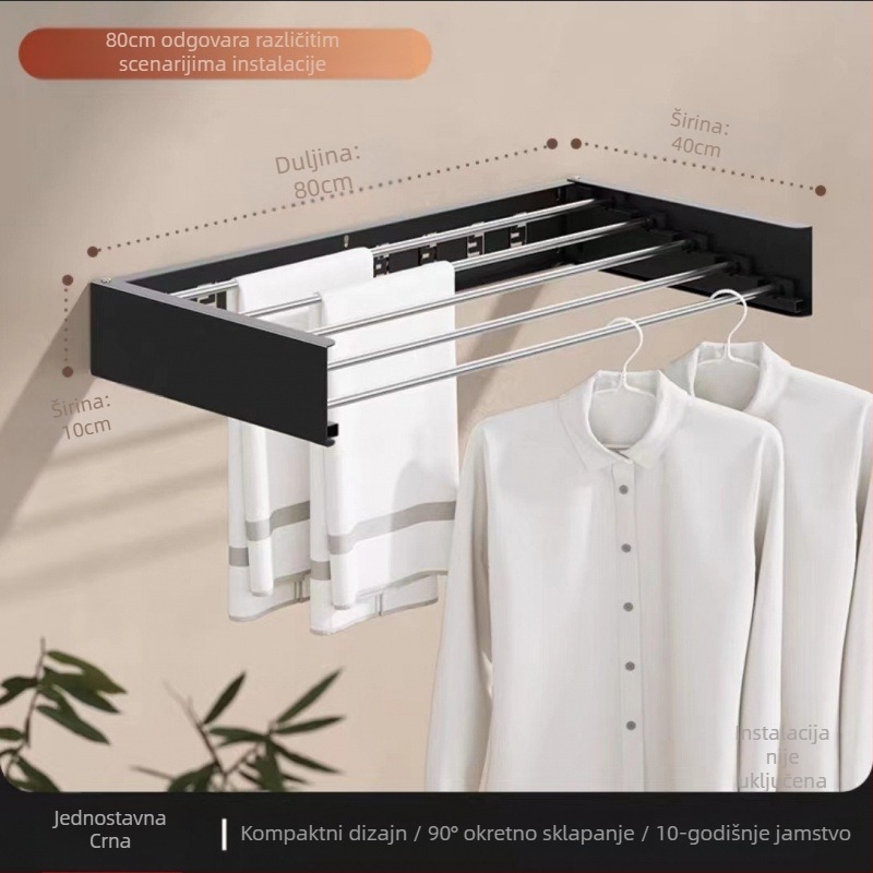 Sklopivi stalak za odjeću za kućanstvo, zidni stalak za ručnike, kupaonski kutni stalak za pohranu, stalak za sušenje WC-a