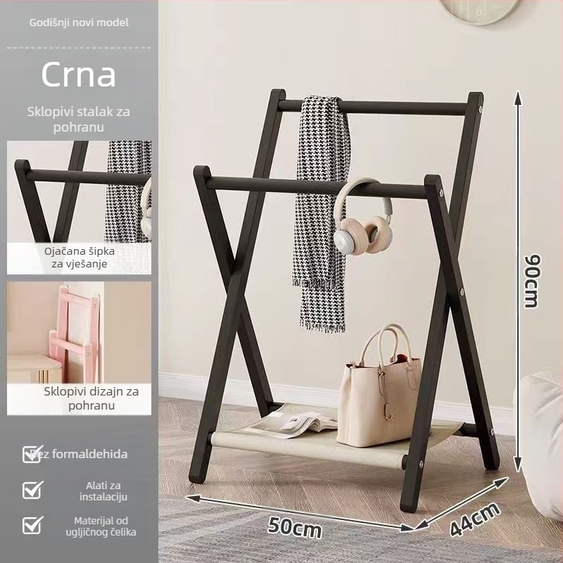 Privremena vješalica za odjeću na sklapanje uz krevet i uz krevet za spavanje noću, mala vješalica za kapute na podu za spavaću sobu