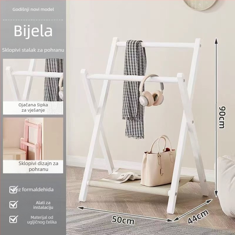 Privremena vješalica za odjeću na sklapanje uz krevet i uz krevet za spavanje noću, mala vješalica za kapute na podu za spavaću sobu