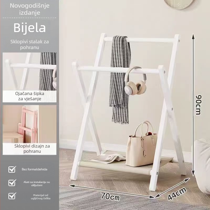 Privremena vješalica za odjeću na sklapanje uz krevet i uz krevet za spavanje noću, mala vješalica za kapute na podu za spavaću sobu
