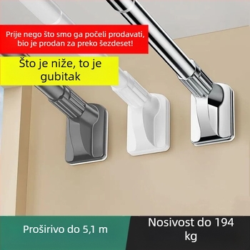 Perforirana šipka za zavjesu za tuš, šipka za zavjesu, vješalica za odjeću za balkon od nehrđajućeg čelika, teleskopska šipka za sušenje odjeće, bijela zadebljana duga šipka
