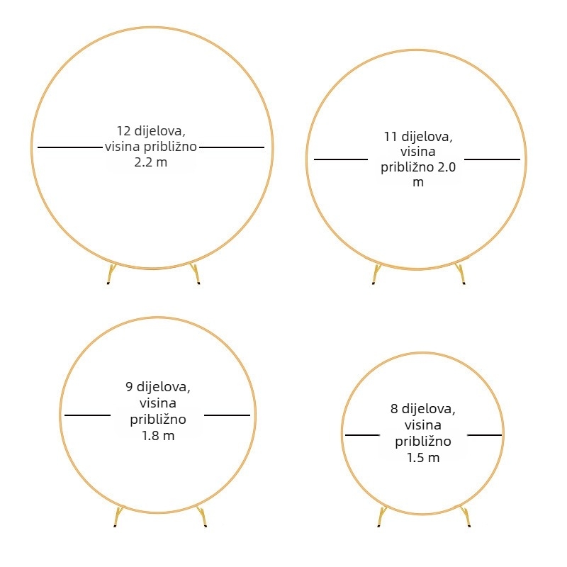 Nosač za luk od željeznog prstena s balonima, set s jednom cijevi, nosač za vjenčanje, ukrasni stalak za okrugli luk od balona