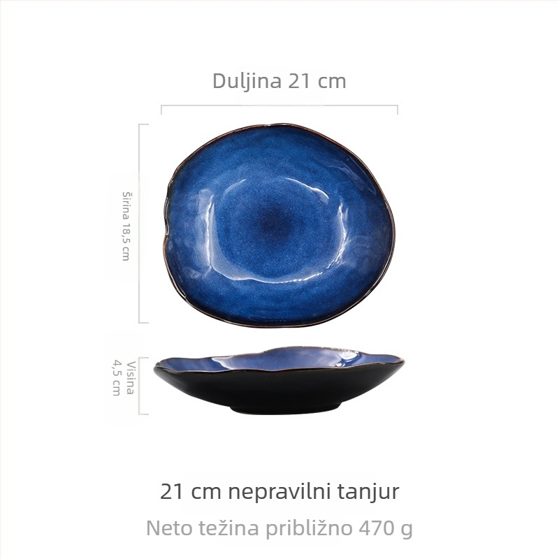 Europski stil zapadnjačkog tanjura za hranu Kućanski keramički nepravilni rižin pladanj Zdjela za povrće Zdjela za salatu Ravni tanjur Posuđe za jelo